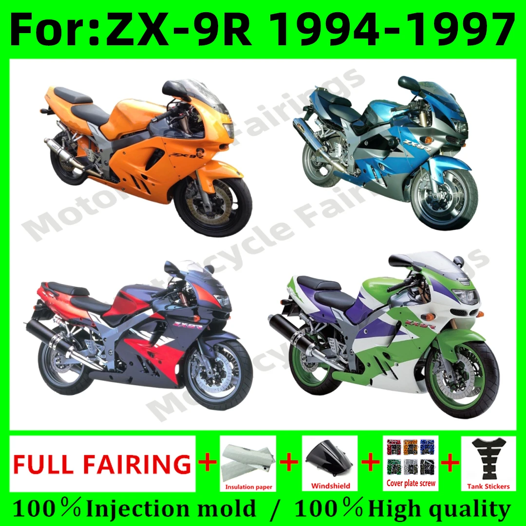 Motorcycle Injection mold full fairing kit fit for Kawasaki 1994 ZX-9R ZX9R 1995 1996 1997 Bodywork Plastics Full Fairings Kits