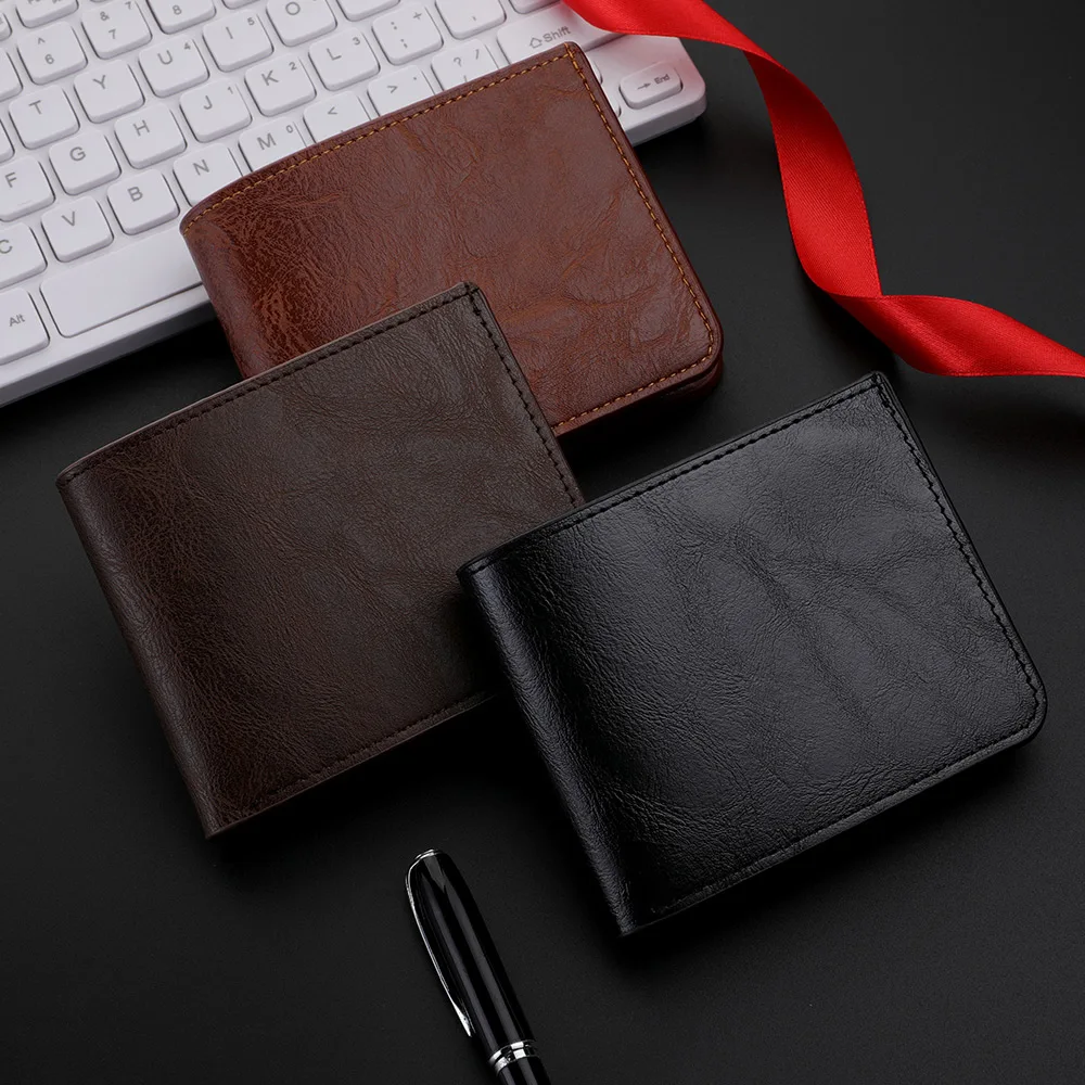 Men's Wallet Short Ultra-Thin Zipper Coin Wallet Business Multi-Slot Credit Card Holder Zipper Wallet For Men