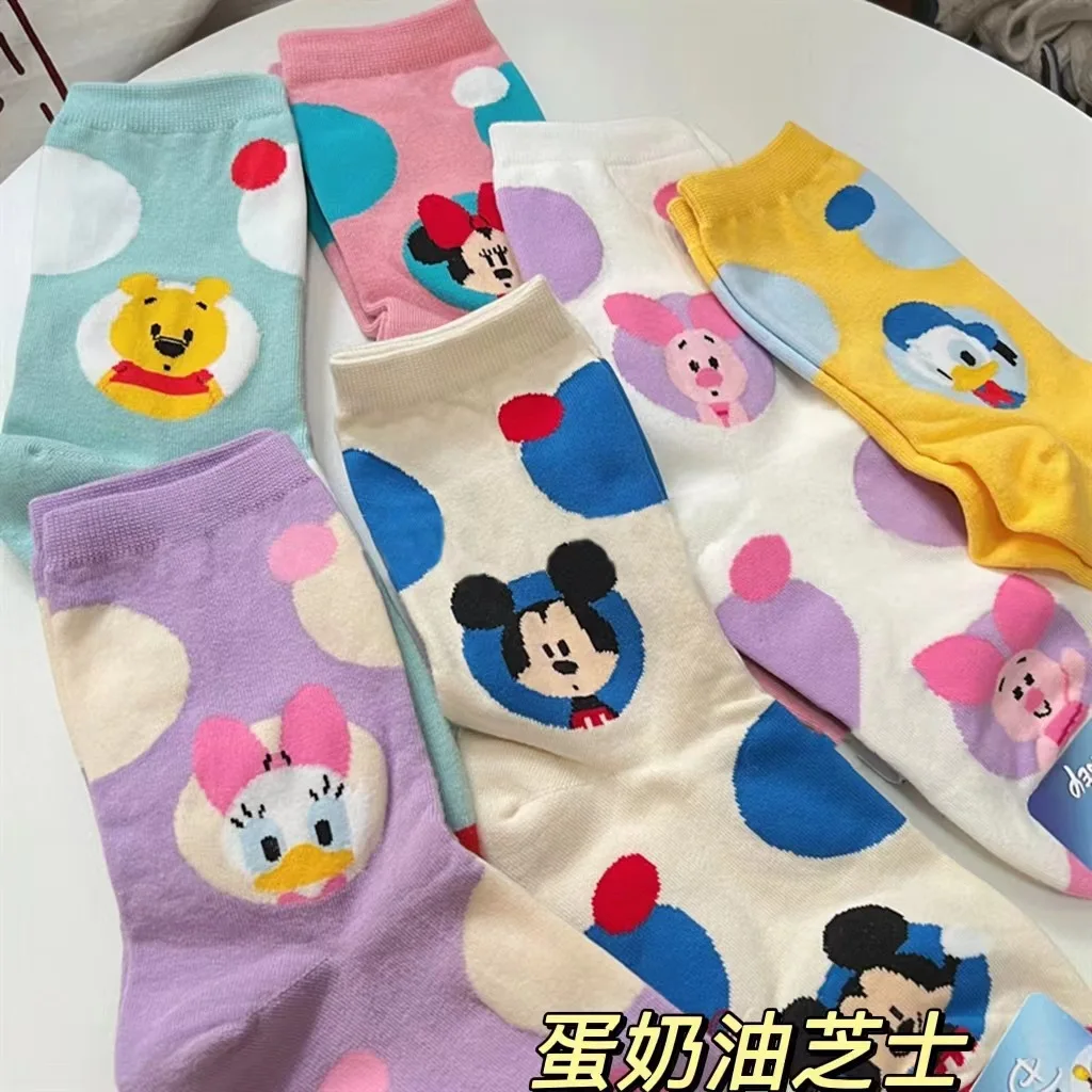 

Disney Mickey Kawaii Socks for Women Minnie Mouse Leggings Winnie cute Underwear Cotton Printed Korean Version of Donald Duck