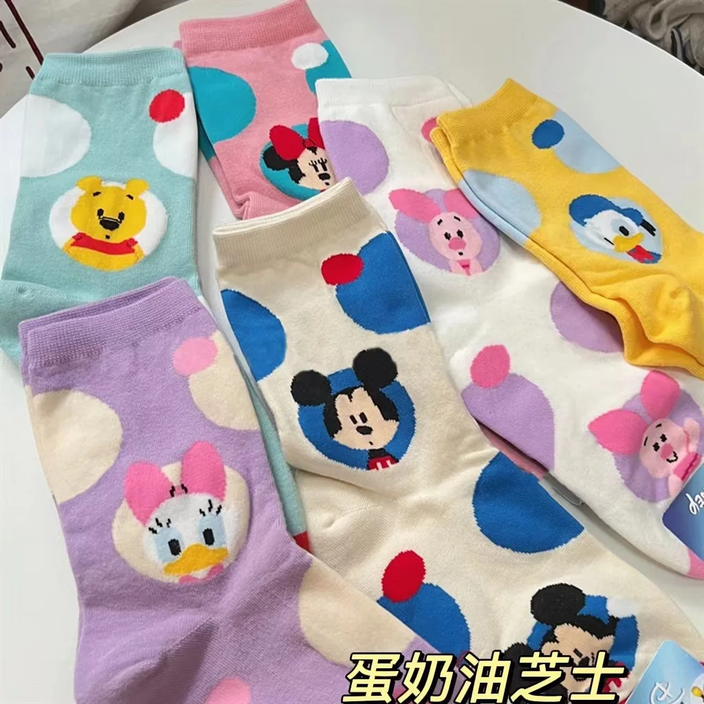 Disney Mickey Kawaii Socks for Women Minnie Mouse Leggings Winnie cute Underwear Cotton Printed Korean Version of Donald Duck