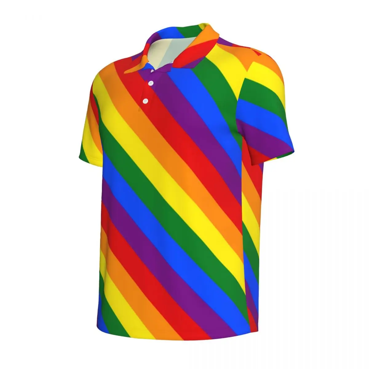 LGBT Rainbow Polo Shirt Gay Pride Flag Casual Shirt Summer Stylish T-Shirts Men Short Sleeve Turn Down Collar Oversized Clothing