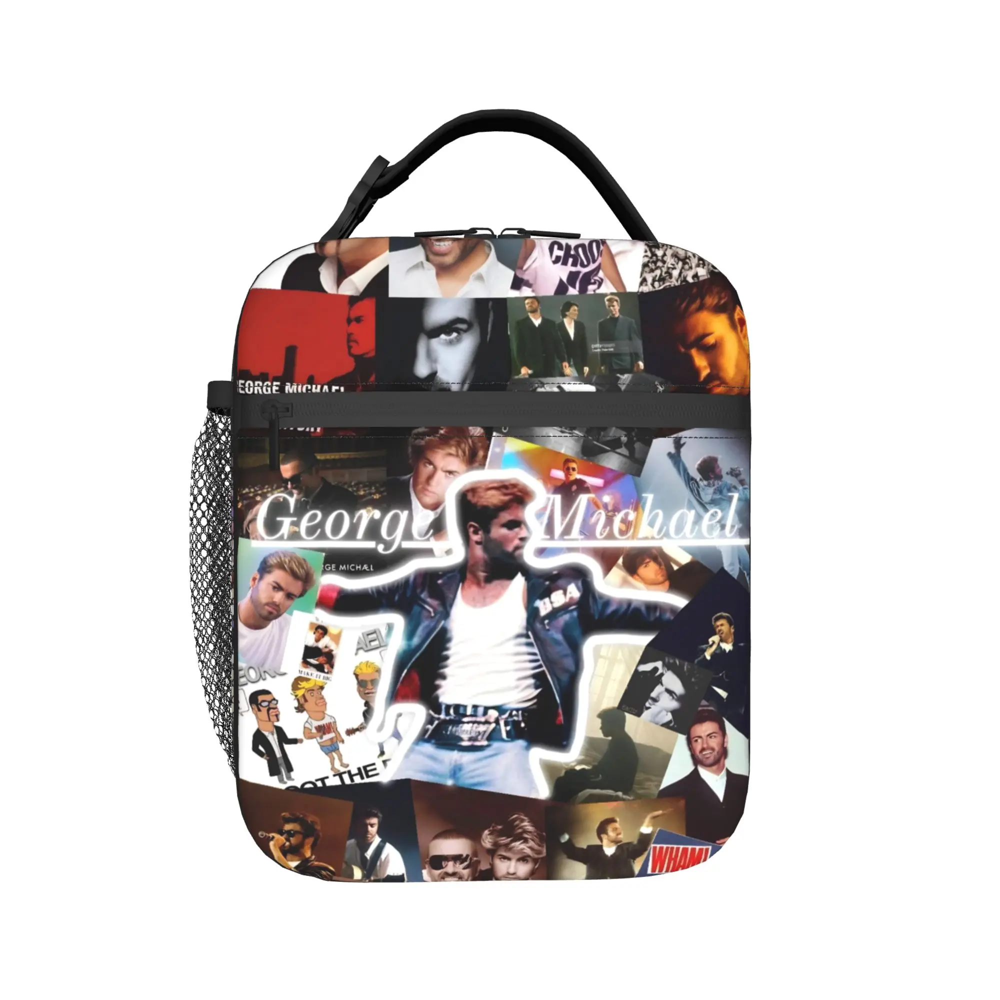 George Michael British Singer Lunch Bag  Convenient Lunch Box Women Travel Print Cooler Bag Casual Oxford Thermal Tote Handbags