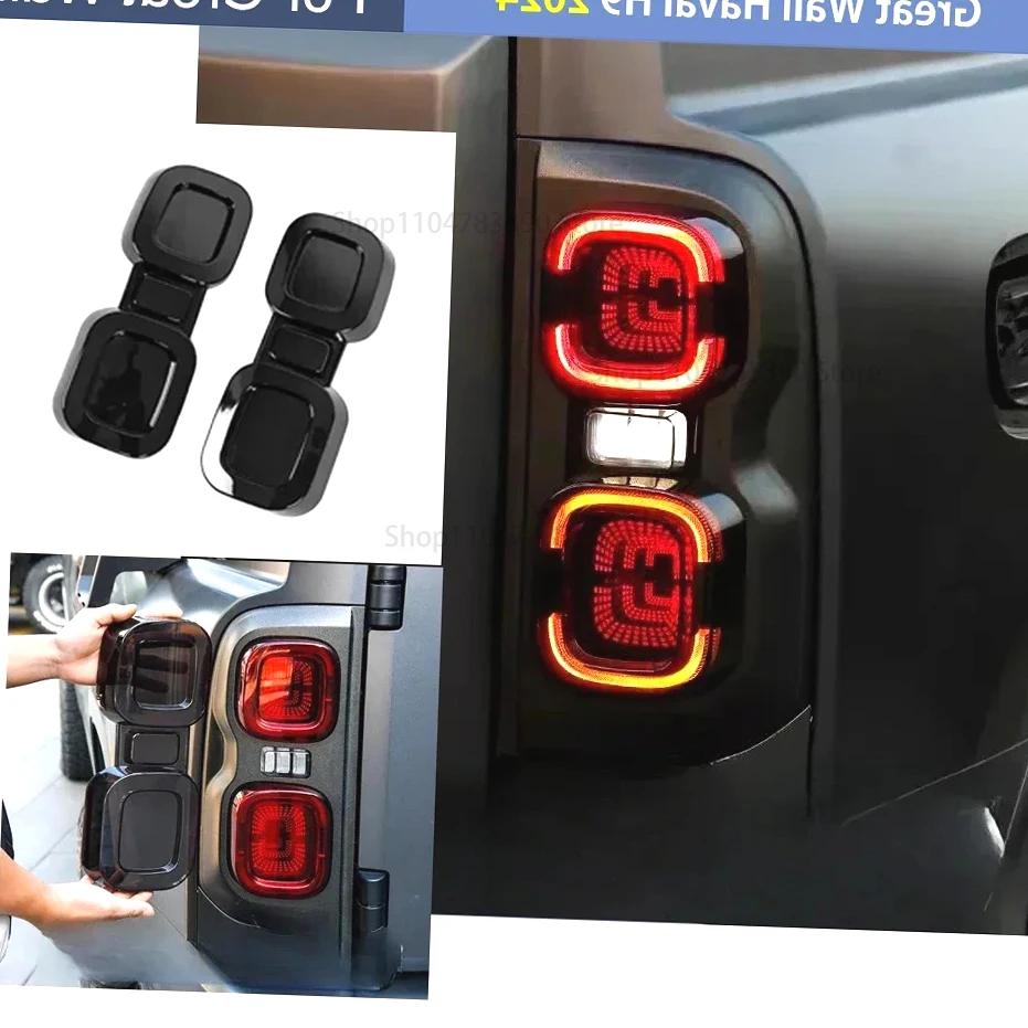 

For Great Wall Haval H9 2024 Gen2 exterior styling accessories auto lamp shell taillight hoods cover light tail smoked black