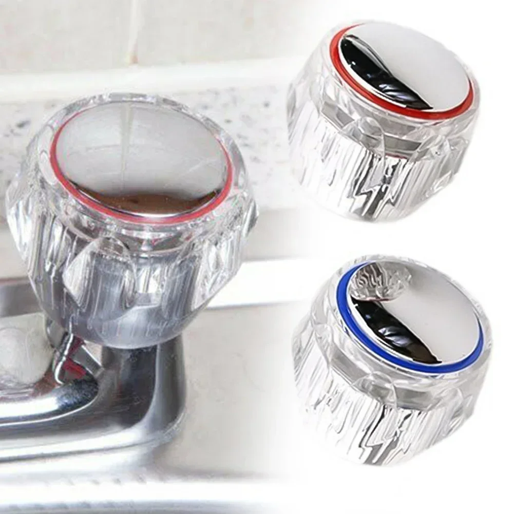 2pcs Hot Cold Faucet Tap Handle Knob Copper Valve Tap Reviver Conversion Kit Eplacement Heads Thread Basin Sink Washer