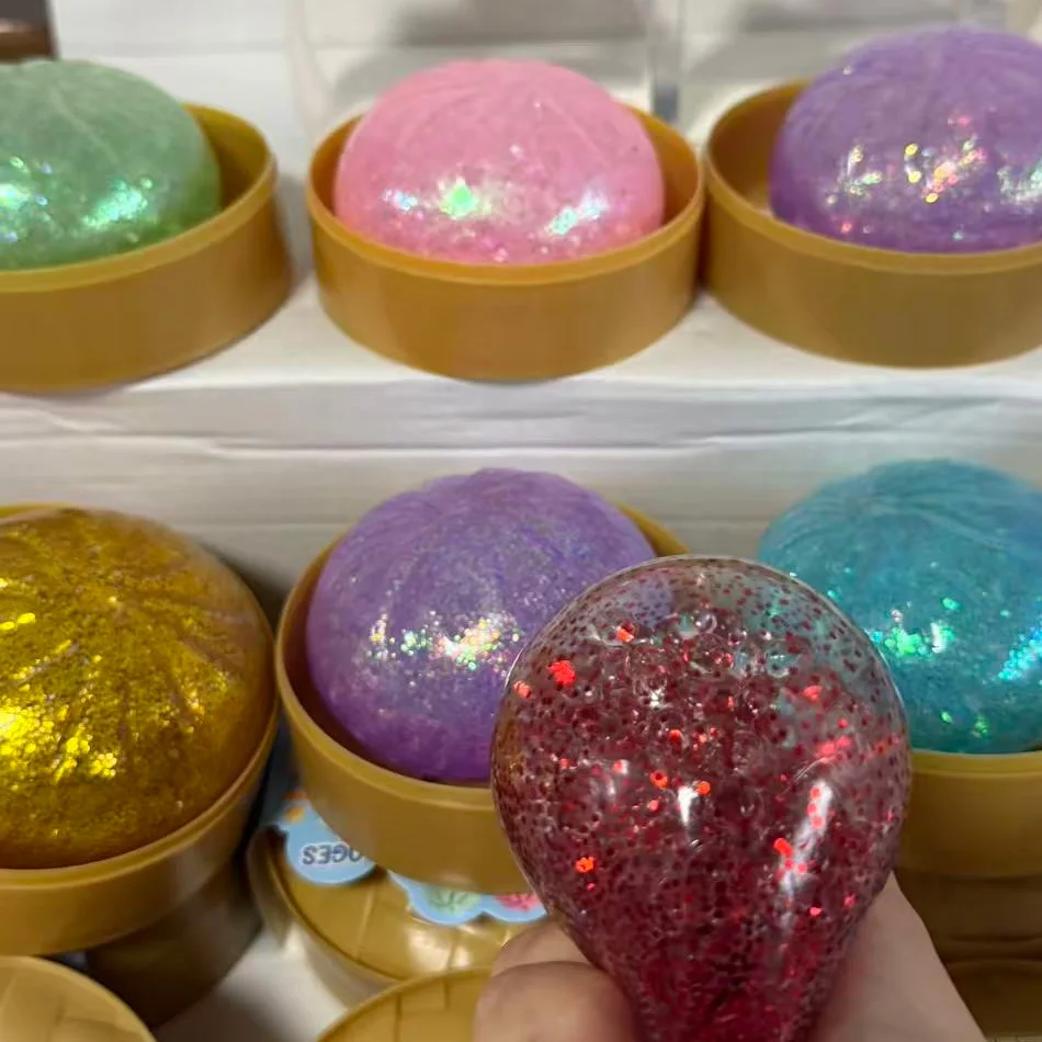 Neu 1-12 Stück Glitzer-Dumplings mit Box, sensorisches Quetschspielzeug zur Stresslinderung – Detail 3