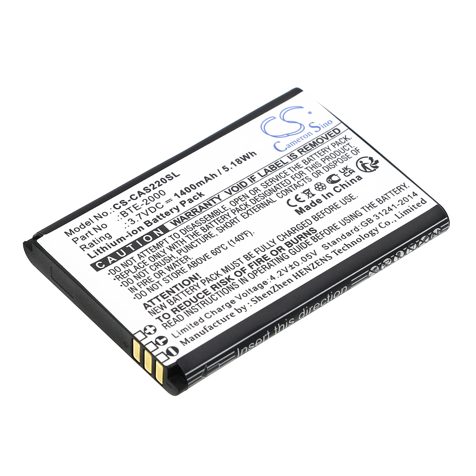 CS Replacement Battery For CAT S22, S22 Flip BTE-2000 1400mAh / 5.18Wh Mobile, SmartPhone