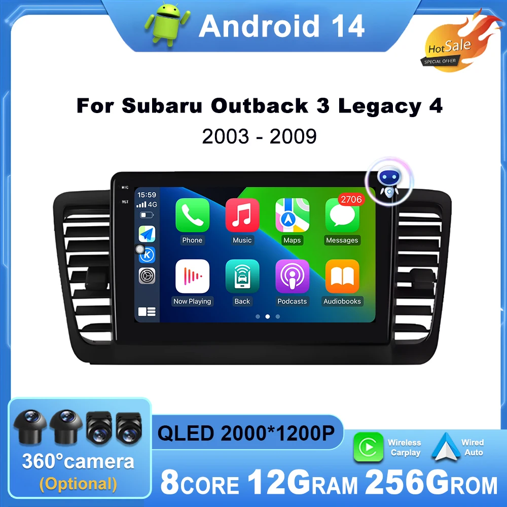 

Wireless CarPlay For Subaru Outback 3 Legacy 4 2003 - 2009 Left Hand Drvie Android Car Radio Multimedia Video Player QLED Screen