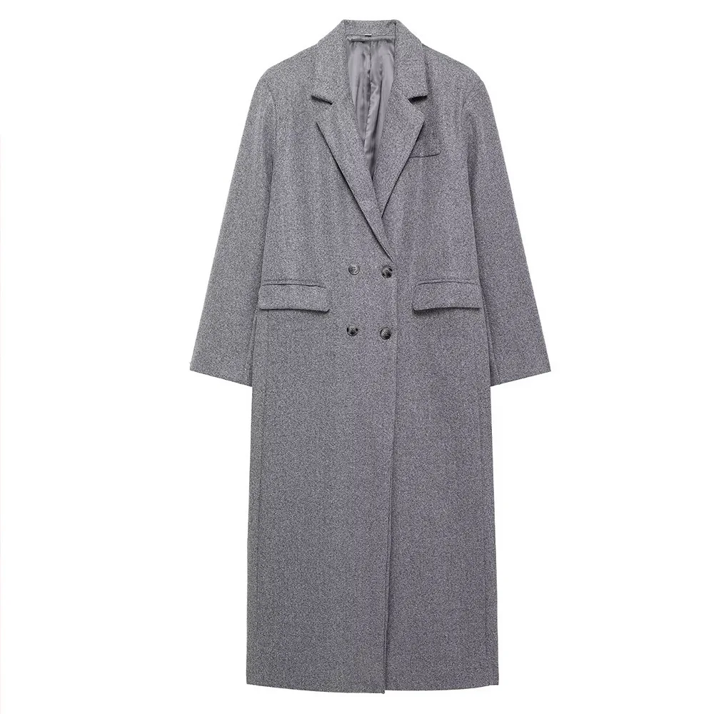 

Европейская и американская женская одежда 2021, осенне-зимний новый модный костюм, ветровка с воротником, длинная куртка, шерстяное пальто