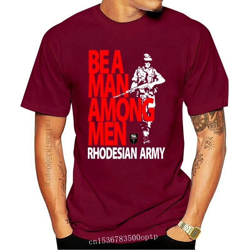 Mens Clothes Rhodesian Army - Be A Man Among Men  Fashion Summer Short Sleeve Cotton Man Clothing Concert T Shirts