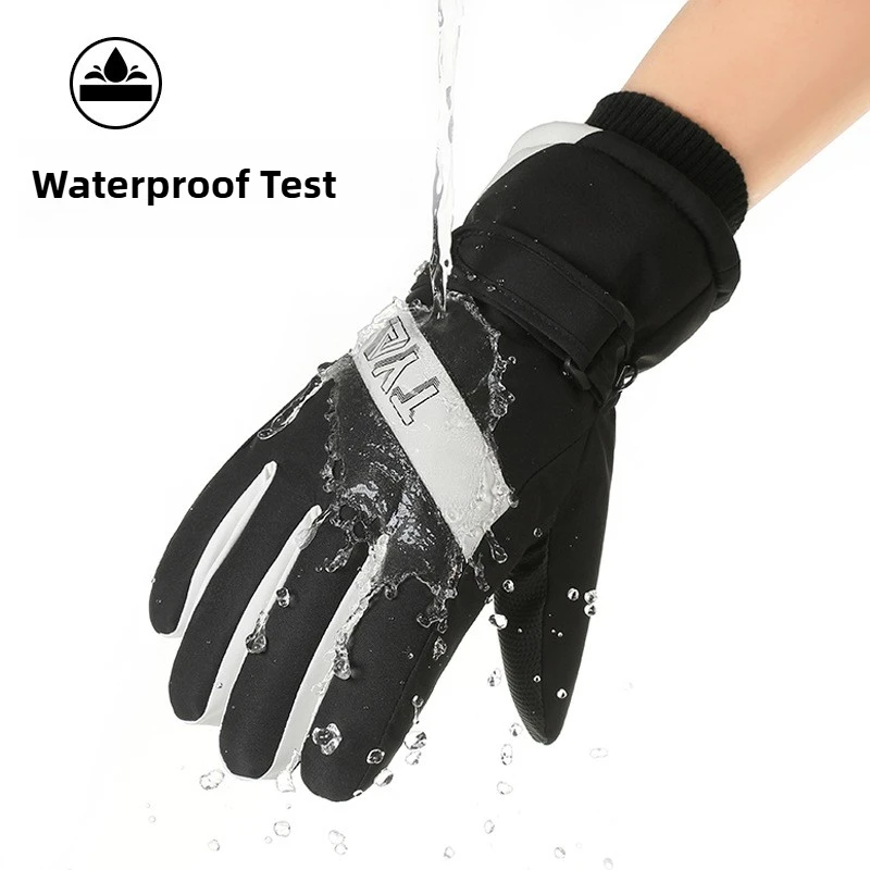 الشتاء على الجليد التزلج قفازات الباردة عدم الانزلاق شاشة تعمل باللمس مقاوم للماء دراجة نارية الدراجات الرياضة الصوف قفازات الثلج الدافئة للجنسين