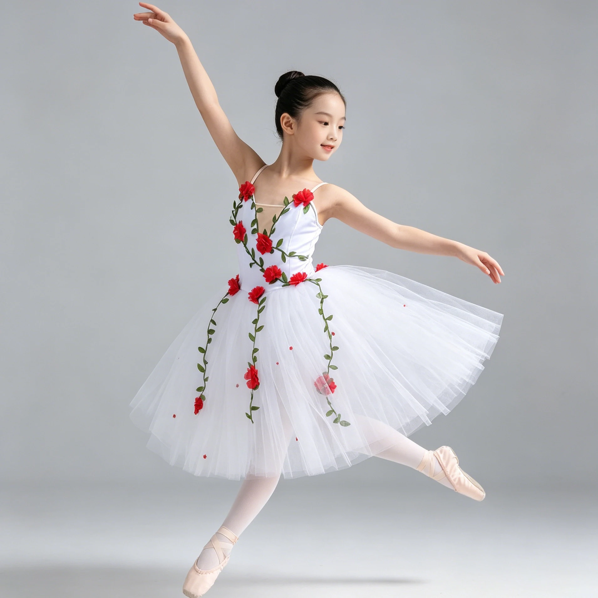Professional Romantic Tutu Ballet Dress Flower Splice Gauze Patchwork Slip Ballerina Party Dress Children Ballet Dance Costumes