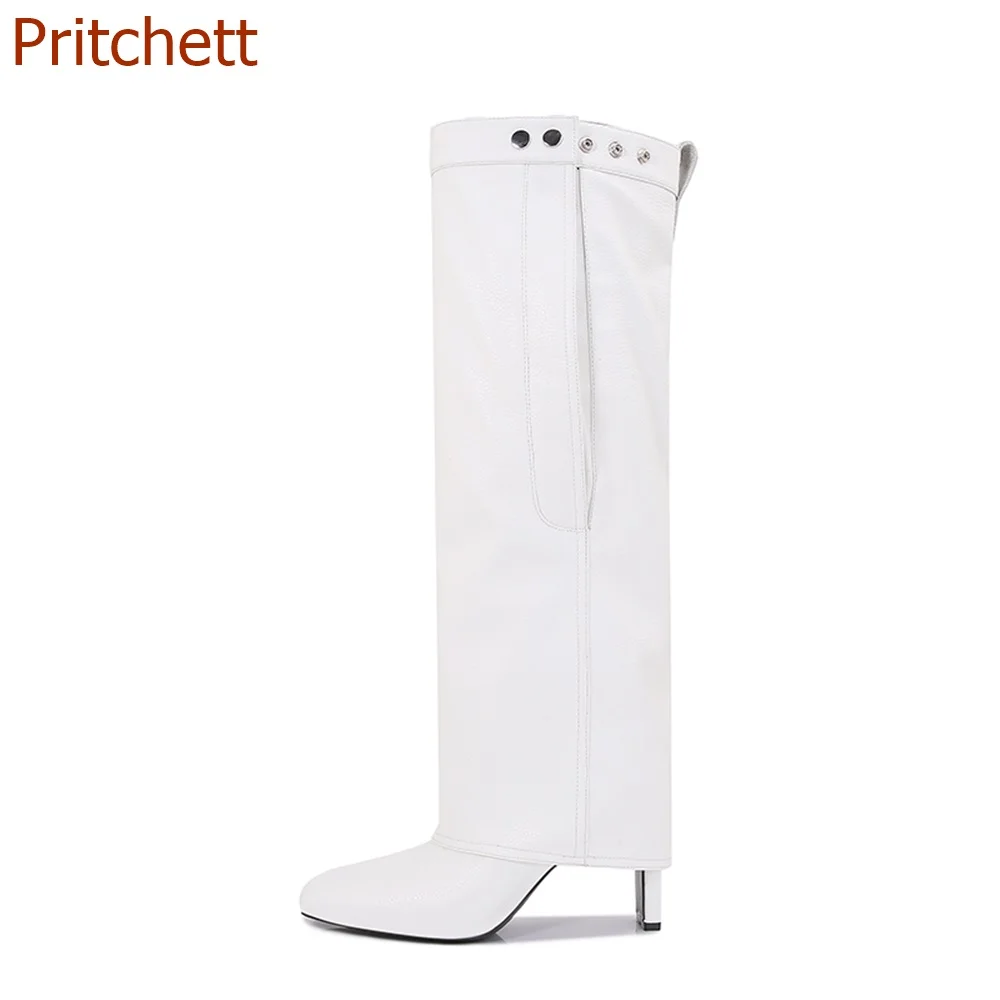 Square Toe Solid Women Boots Knee High Square Heel Belt Buckle Fashion Casual Comfortable Party  Women Shoes 2023 New Arrivals