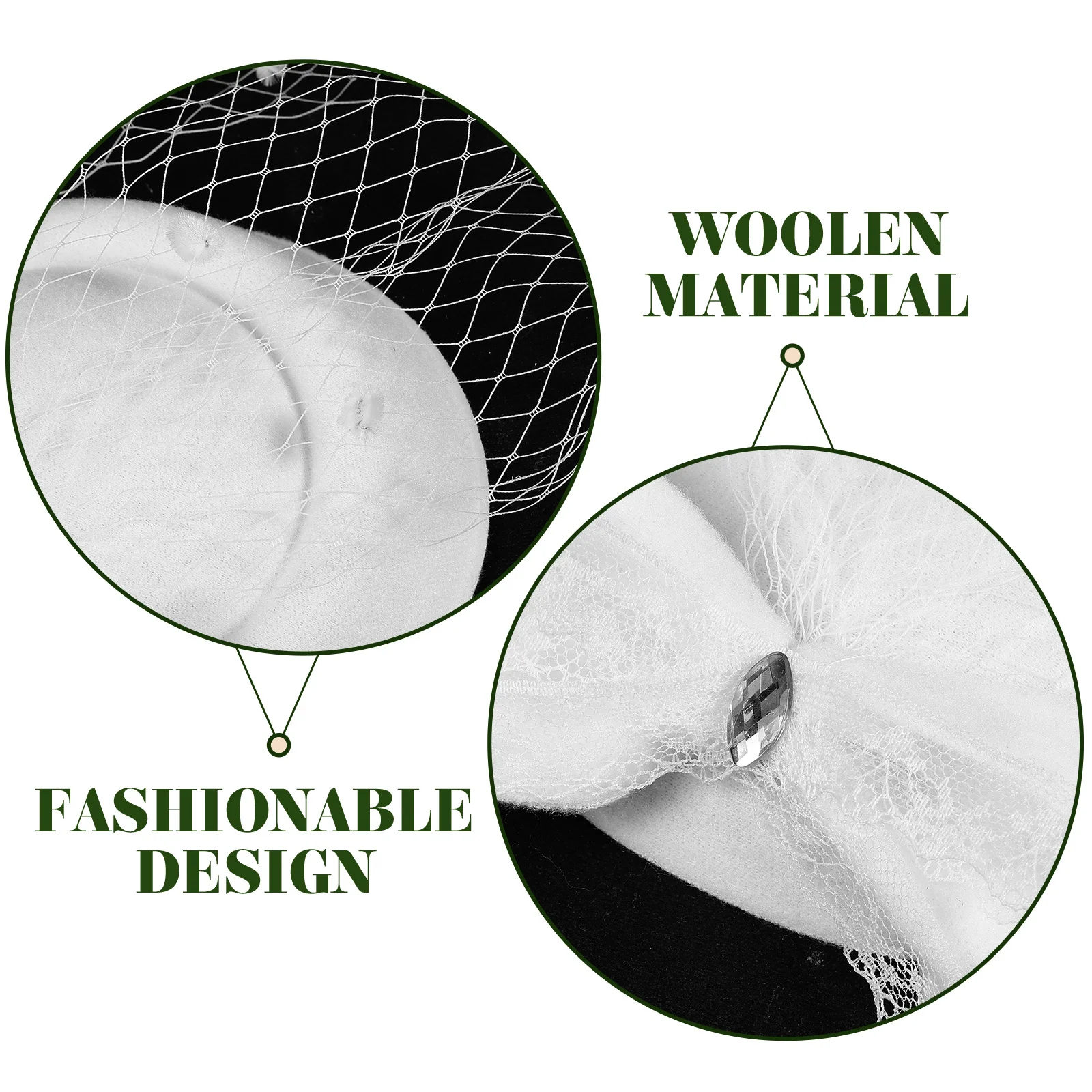 

Wedding Fascinator Hat Mesh Lace Face Veil Bride Headpiece Tea Party Banquet Women Wide Brim Decorative Elegant Hats