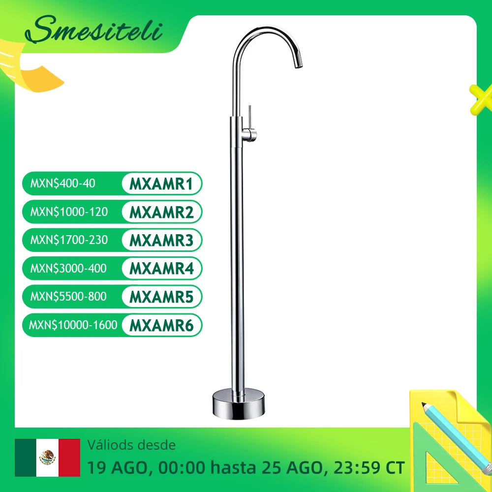 

Polished Chrome Freestanding Bathtub Faucet Hot And Cold Brass Bathroom Mixer Floor Stand Mounted Single Handle Tap