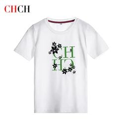 Chch Summer Children's Short-Sleeved T-Shirt Heavy Industry Embroidery Fashion Casual Sports Short-Sleeved Children's Comfort