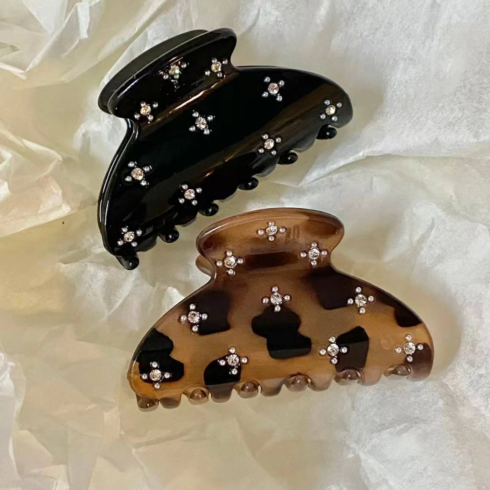 1 Stück Haarspange mit Strasssteinen, Vintage-Leopardmuster, elegante Haarklammern mit Kristallverzierung für Damen, Accessoires für den Alltag und für Partys. – Detail 3