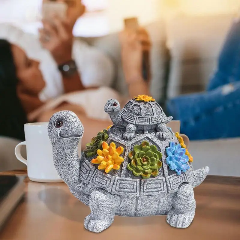 Turtle Ashtray With Lid Waterproof Covered Ashtray Indoor Resin Ashtray Smell Proof Mother And Child Turtle Statue Ash Trays