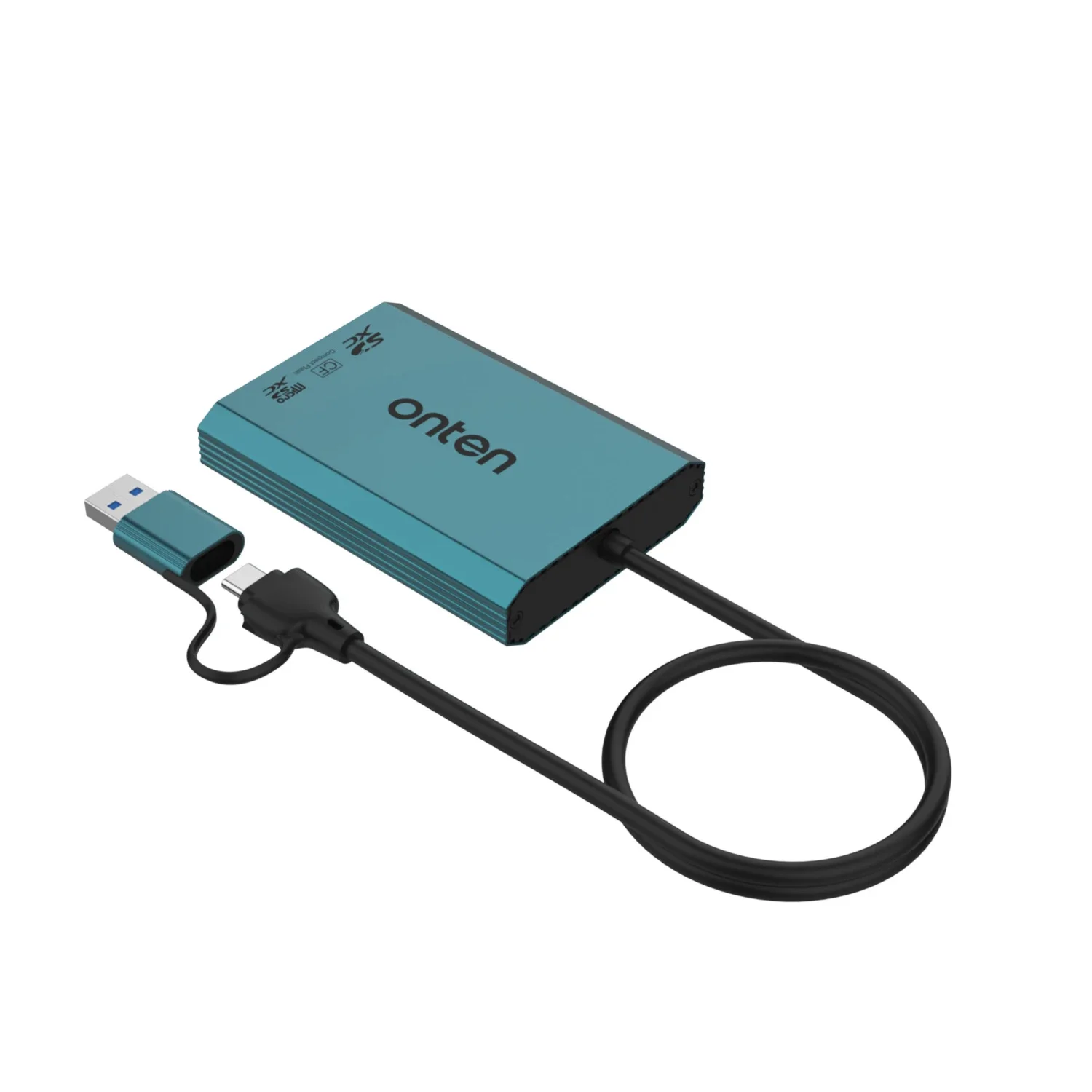 قارئ بطاقات ONTEN مع فلاش مدمج ، CF SDXC و Micro SDXC ، USB C ، USB A ، 5G HUB ، USB Gen 1 ، 5Gbps ، 2 في 3