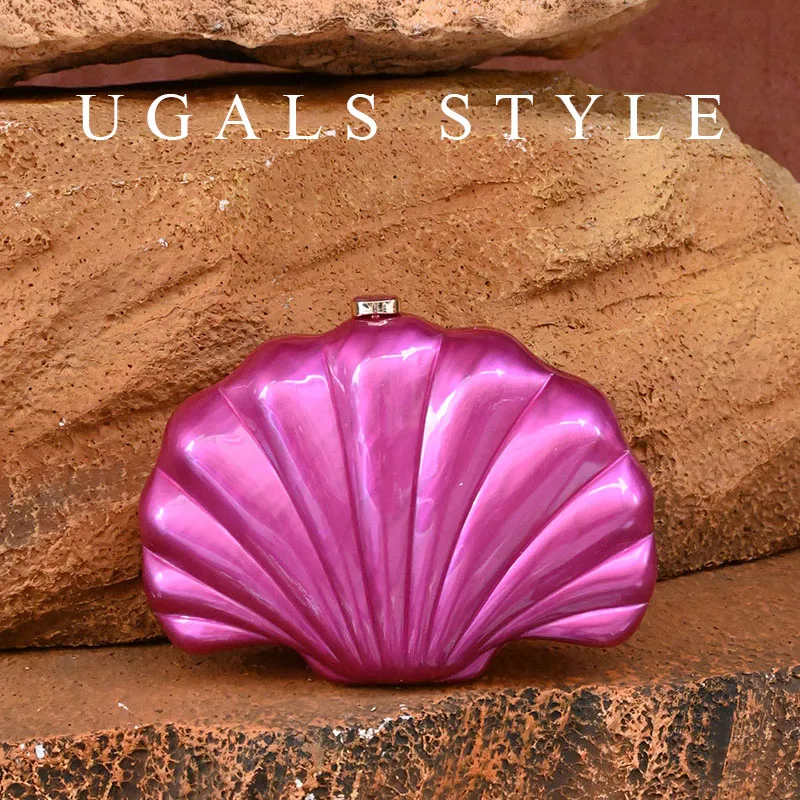 

Retro Beige Pink Large Shell Acrylic Bag New Banquet Party Hand All-Inclusive Women's Chain Shoulder Crossbody Evening Bags 2025