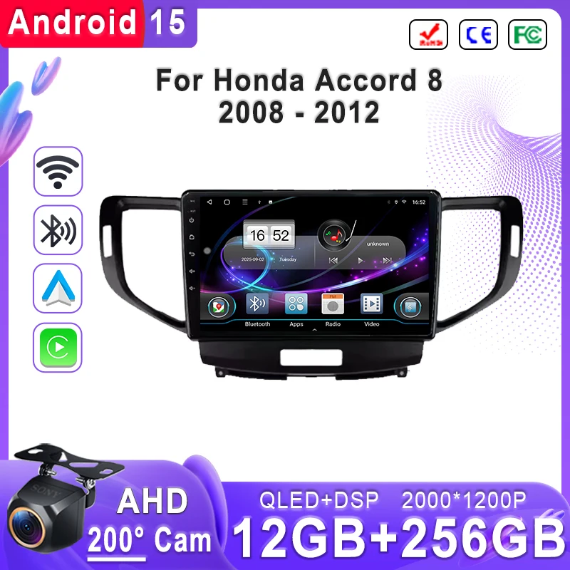 

Android 15 2K Incell Screen For Honda Accord 8 2008 - 2012 Stereo Head Unit GPS Navigation High-performance CPU Touch Screen Car