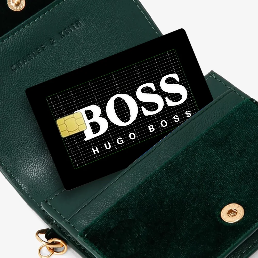 H-Hugo_Boss Logo Anime تنفق أو حفظ غلاف مضحك على إيقاف رقيقة جدا لا تتلاشى ملصق غطاء الجلد لبطاقة الائتمان الخصمية