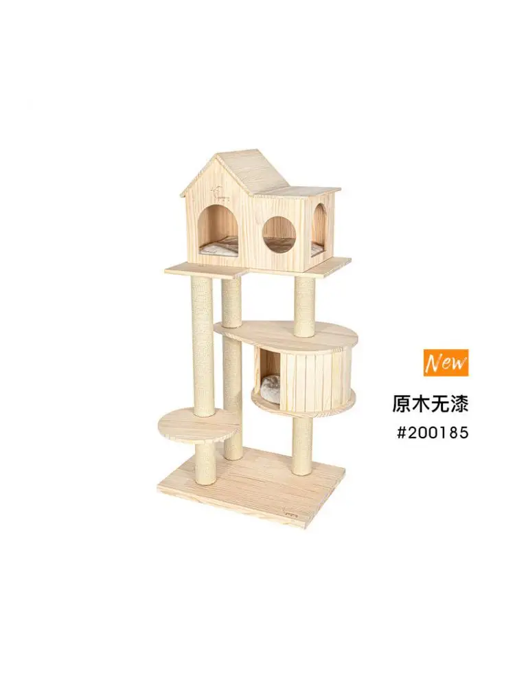 

Cat Climbing Frame, Cat Litter, Cat Tree, Pine Solid Wood Cat Frame Villa, Durable