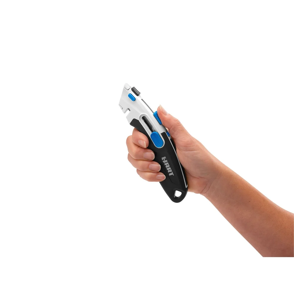 2-in-1 Safety Utility Knife Self-Retracting Blade Storage Quick Change Mechanism Integrated String Cutter Tool Free Blade Change