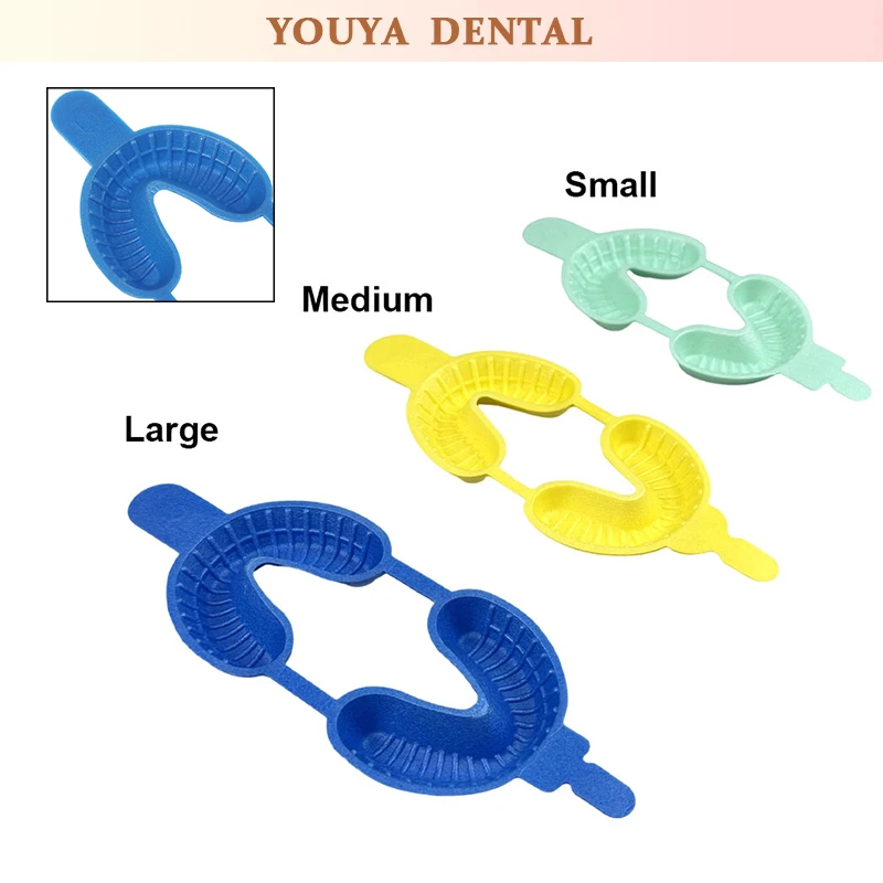 

10pcs Dental Disposable Fluoride Trays Foam Impression Tray Denture Base Large/Medium/Small Dental Laboratory Materials