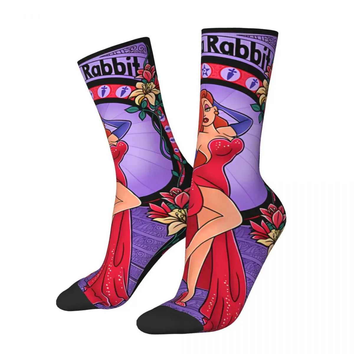 Funny Crazy compression Jessica Rabbit Art Nouveau Sock for Men Hip Hop Vintage W-Who Framed Roger Rabbit Cartoon Happy Seamless