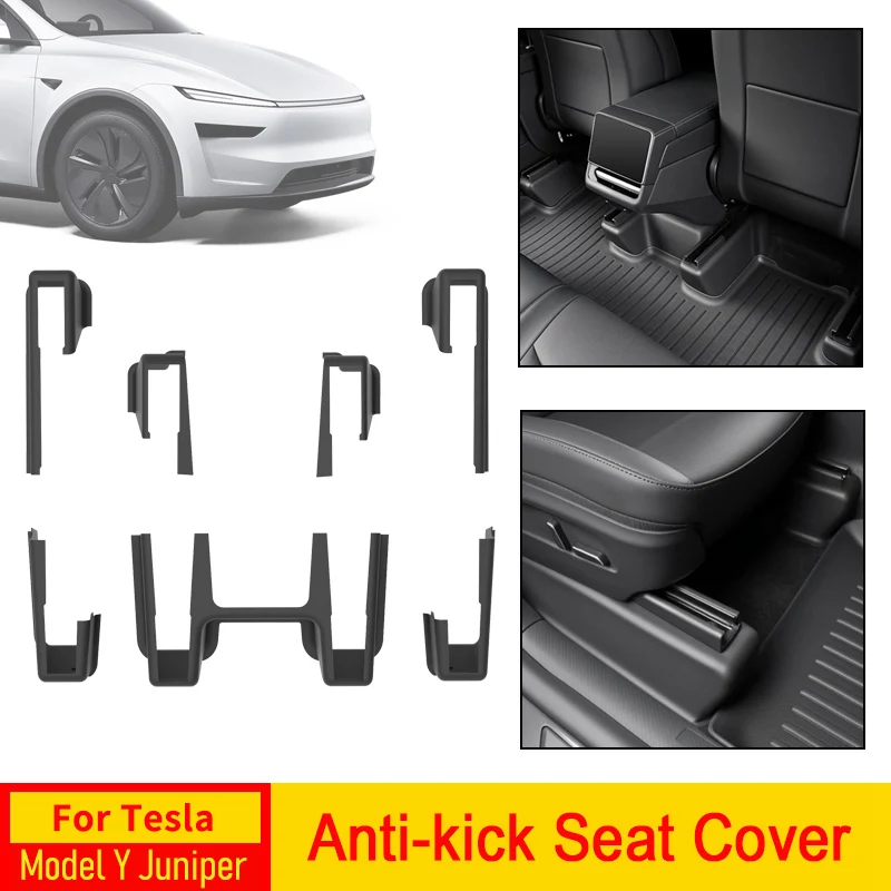 

For Tesla Model Y Juniper 2025 Under Seat Corner Guard Seat Slide Rails Protector Cover Anti-Kick Decor Flocking Car Accessories