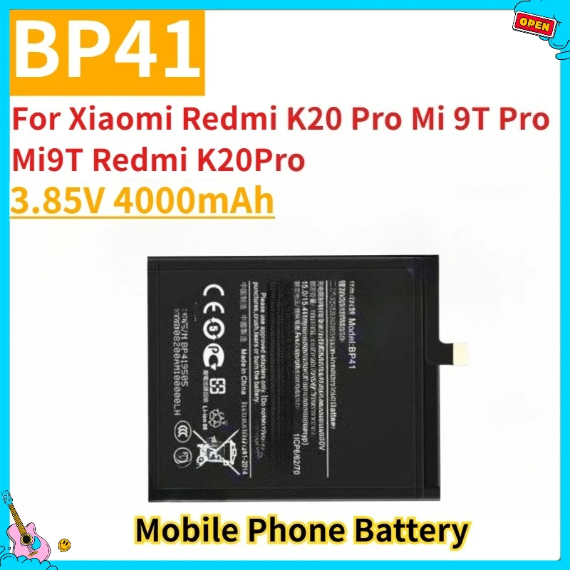

New Replacement Mobile Phone Battery BP41 3.85V 4000mAh for Xiaomi Redmi K20 Pro Mi 9T Pro Mi9T Redmi K20Pro
