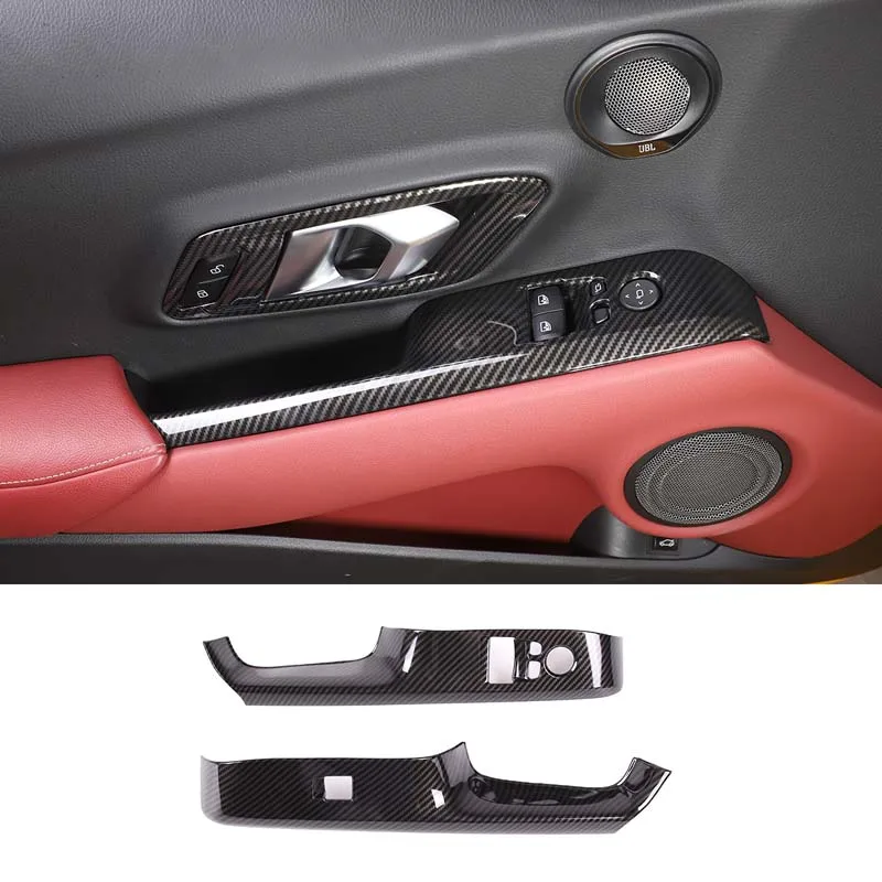 

For Toyota Supra GR A90 A91 MK5 2019-2025 Car ABS Carbon Fiber Door Window Switch Button Panel Frame Trim Accessories