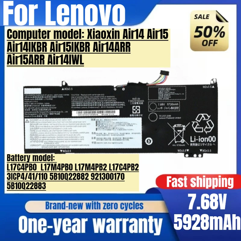 L17C4PB0 for Lenovo Xiaoxin Air14 Air15 Air14IKBR Air15IKBR Air14ARR Air15ARR Air14IWL Laptop Battery  Replacement Bateria