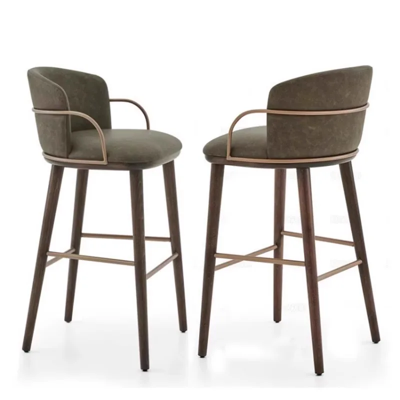 LTT Nordic Light Luxury Reception High Chair Simple Modern Leisure Bar Chair Front Desk Solid Wood Chair