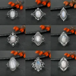 Vintage-Ring aus 925er Silber, natürlicher Mondstein, Denier-Typ, Pferdeauge-Design für Damen und Herren, exquisite Verpackung, Geschenk, Verlobungsring