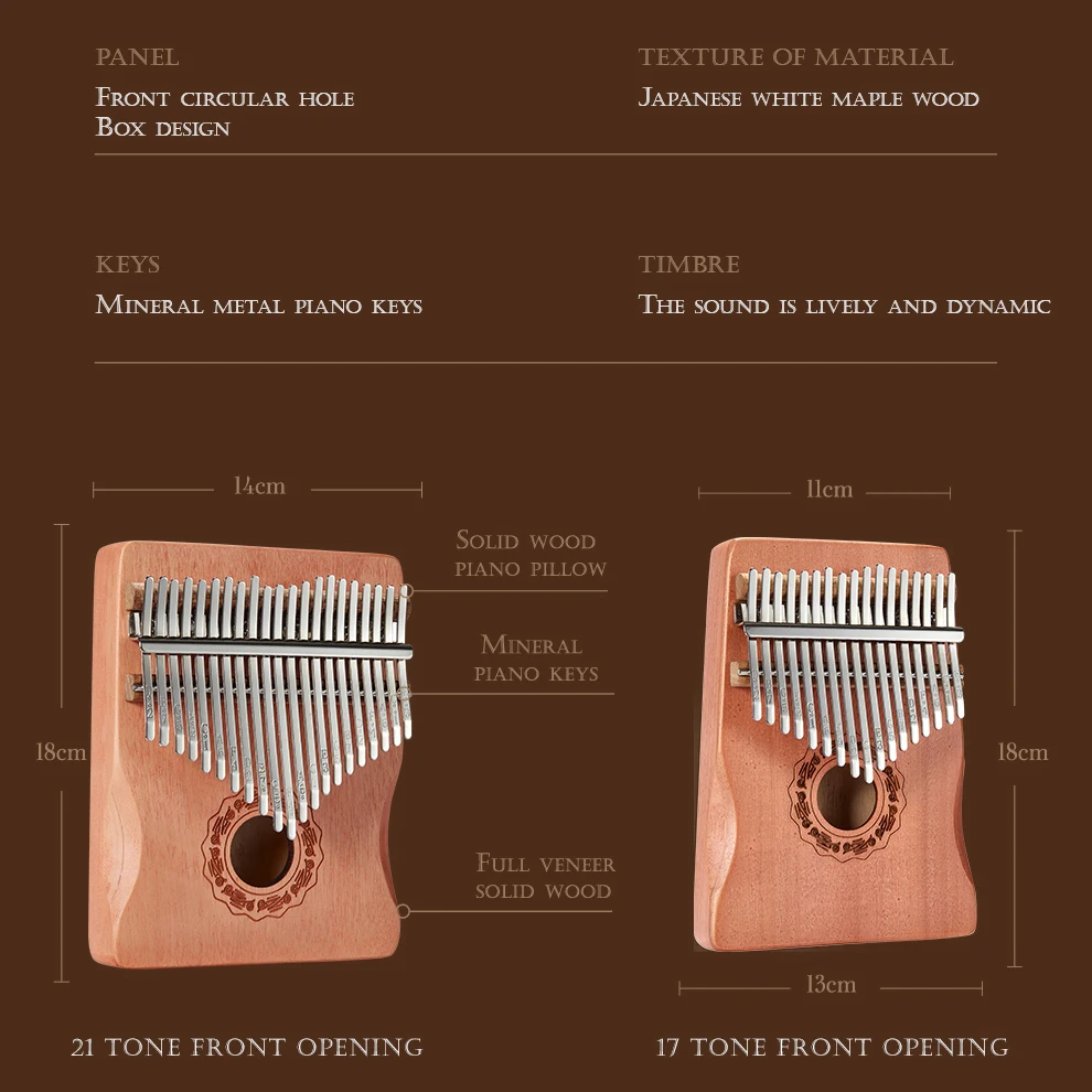 Hluru 21 Key Japanese Maple Wood Kalimba 17 key Thumb Piano Portable Finger Piano for Beginner Mbira Gift for Kids Adults view 3