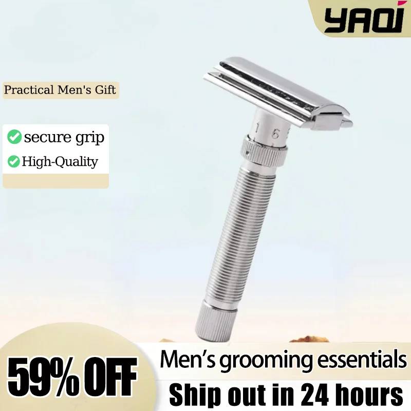 YAQI Ultima Adjustable Safety Razor, Premium Professional Stainless Steel Luxury Grooming Essentials - for Precision Shaving