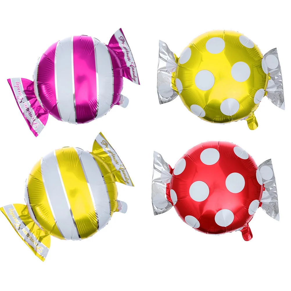 

8Pcs Candy Balloons Shiny Metal Aluminum Foil Self-Seal Leak-Proof Round Sweets Shape for Party Wedding Decoration Helium Mylar