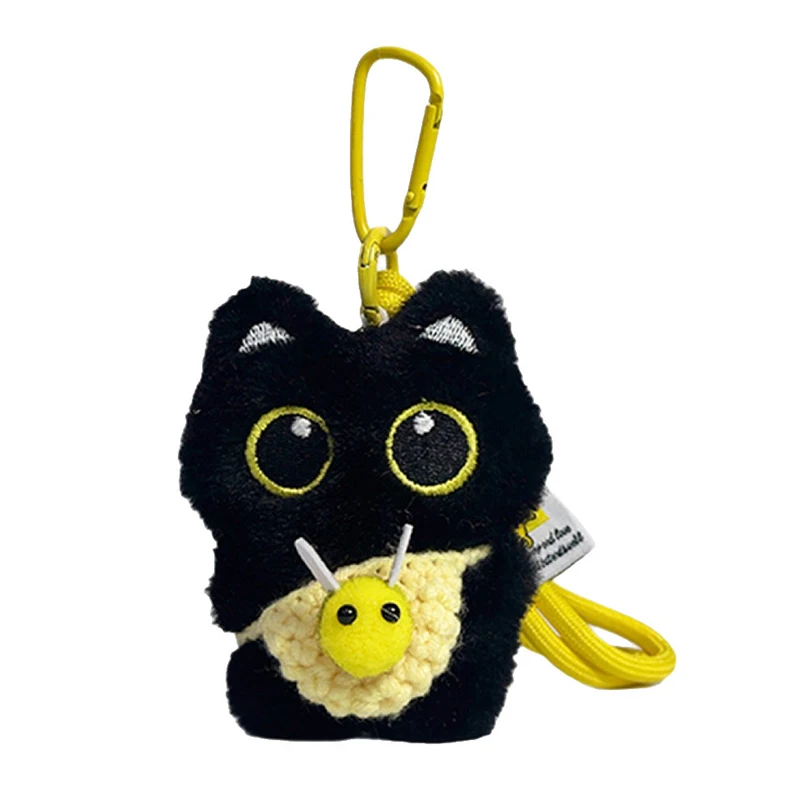 Simpatico gatto nero portachiavi ciondolo zaino appeso bambola di peluche gattino cellulare ciondolo borsa portachiavi ciondolo di Halloween portachiavi decorazione