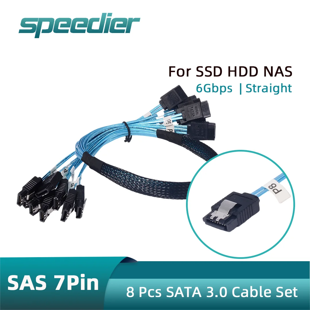 

Speedier 0.5m /1m SATA 3.0 Straight 6 / 8 8-Port SATA 7Pin To 6-Port/8-Port 7Pin Cable for SSD HDD Hard Drive Data Transfer