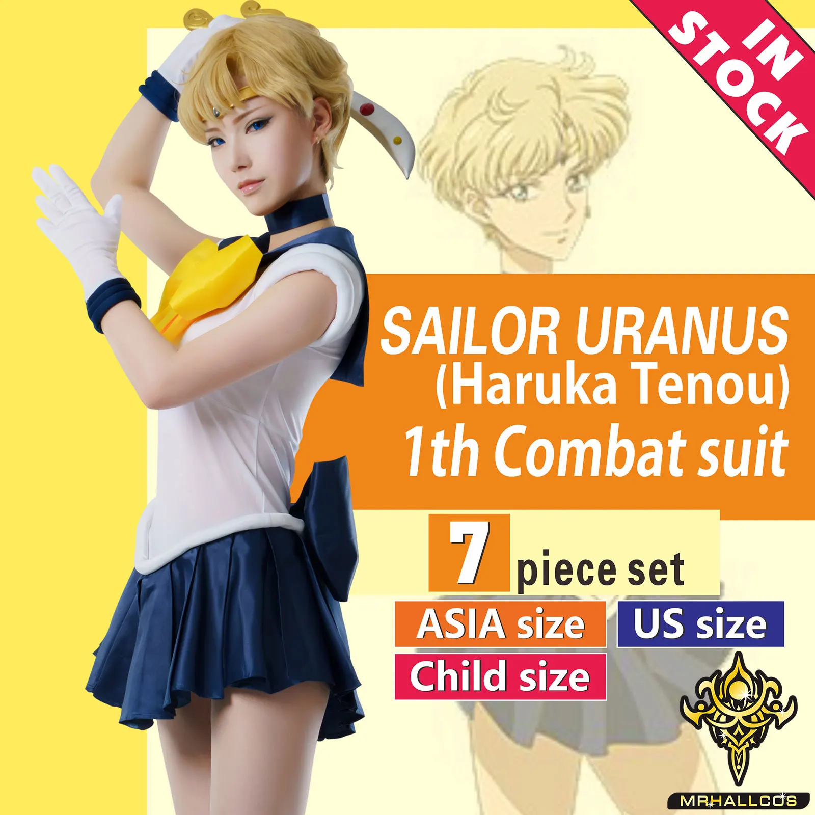 Mrhallcos ชุดคอสเพลย์อนิเมะคอสเพลย์เซเลอร์ uranus Haruka Teno moons ชุดเครื่องแต่งกายปาร์ตี้ฮาโลวีนสำหรับเด็กผู้ใหญ่ผู้หญิงขนาดพิเศษ