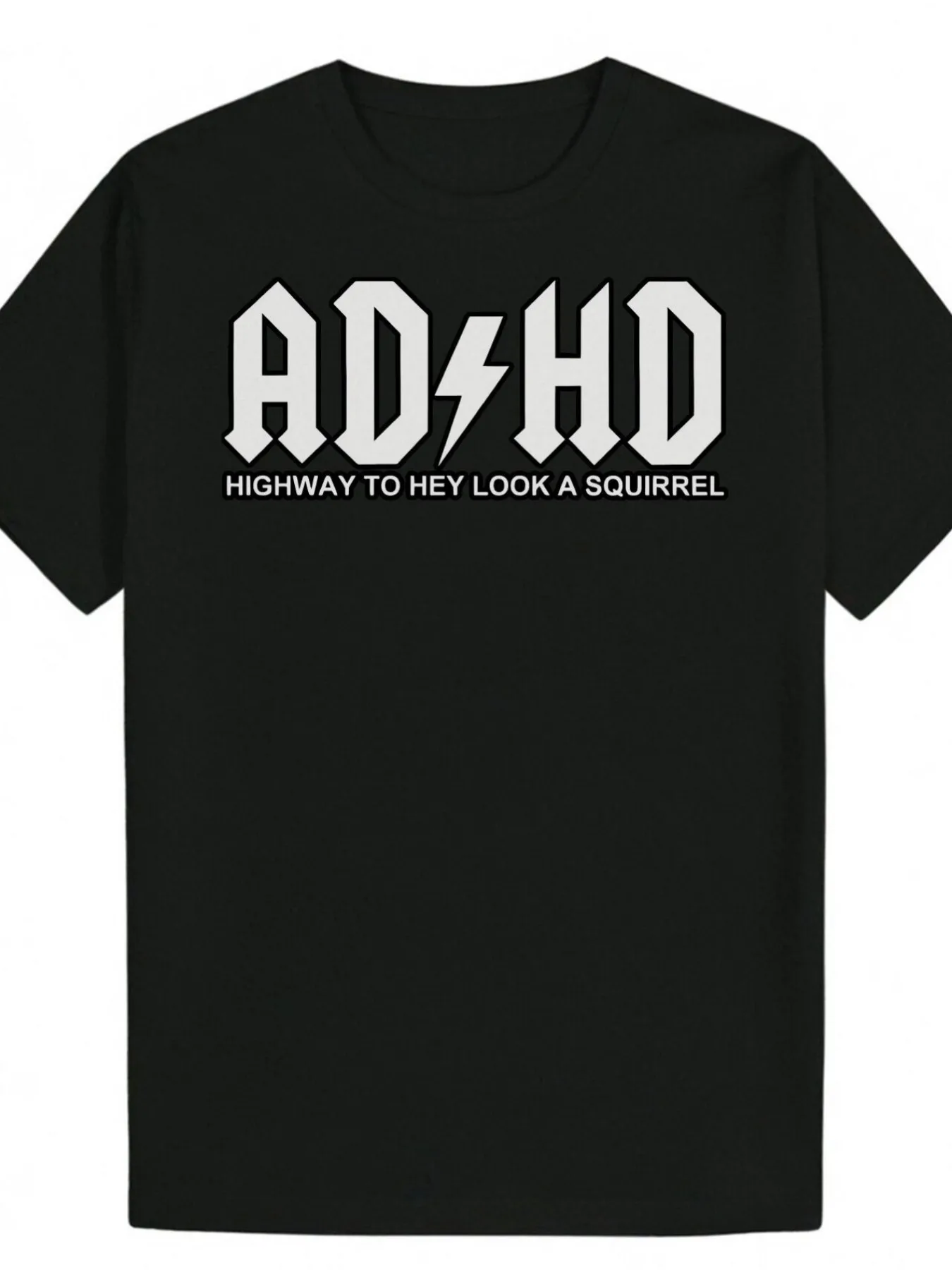 Men's Adhd-Themed T-Shirt - Black Casual Summer Crew Neck T-Shirt with Bold Lettering Design, Lightweight and Breathable, Suitable for Everyday Wear Local Community Stores Have Them in Stock, Are Soft and Comfortable, and Are Skin-Friendly, Suitable for Occasions Such as Easter, Halloween, Thanksgiving, Etc.