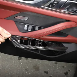 For BMW 4 Series G22 G23 G26 2020-2023 ABS Carbon Fiber/Black Car Window Lift Button Decorative Sticker Car Interior Accessories