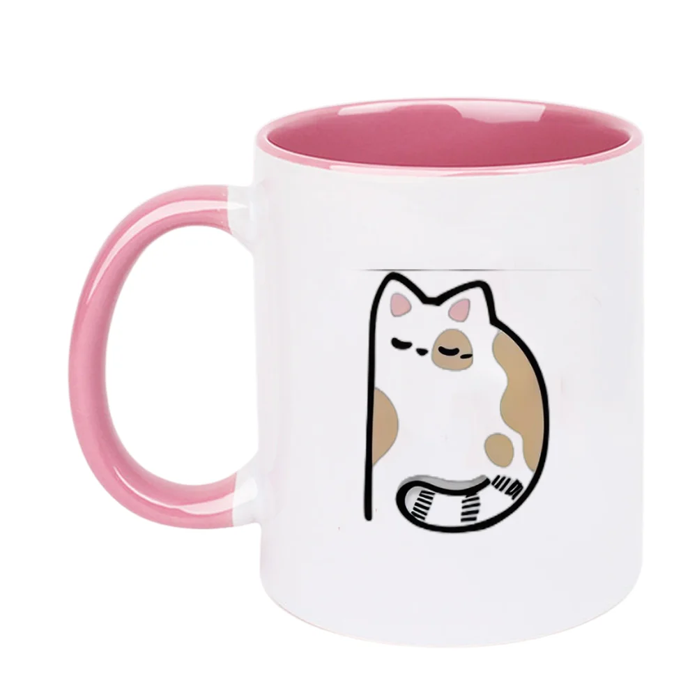11oz Cute Black Cat Ceramic Coffee Mug with Pastel Accents Home Use Office Drinking Tableware for Birthday Holiday Present Chris