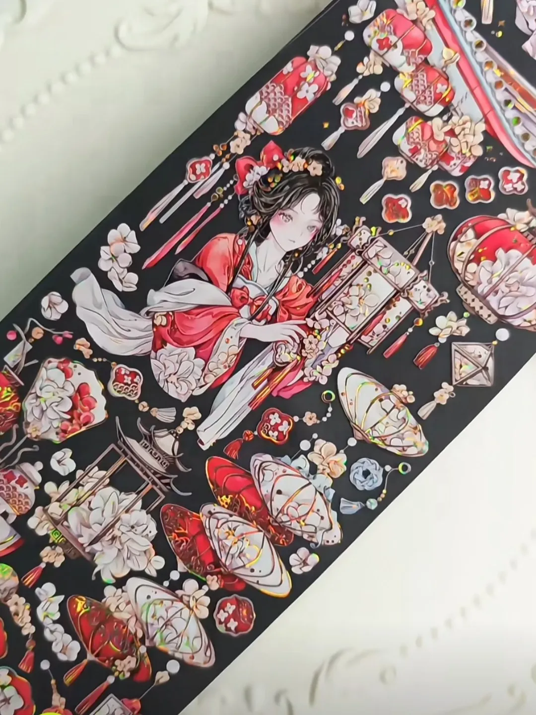 

5m Half Roll Lion Studio Lantern Shell Shiny Washi Pet Tape Sticker Journal DIY Cards Scrapbook Lion