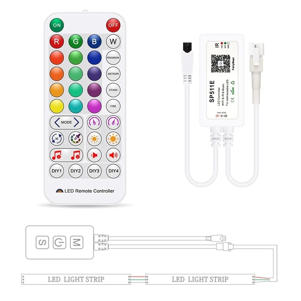 SP511E Volle Farbe LED Wifi Controller Musik APP Stimme Infrarot Fernbedienung Für WS2812b WS281 Pixel Address RGB LED Streifen