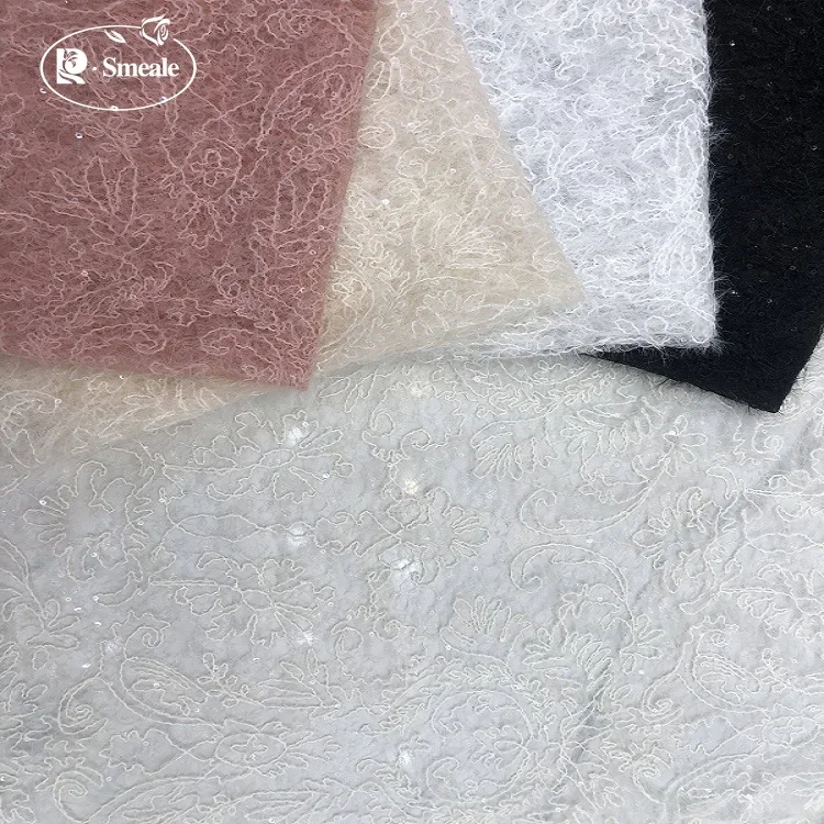 Netz-Samt-Stickerei-Spitzenstoff für Kleider, Vorhänge, Haushaltswaren, DIY-Nähstoff – Detail 2