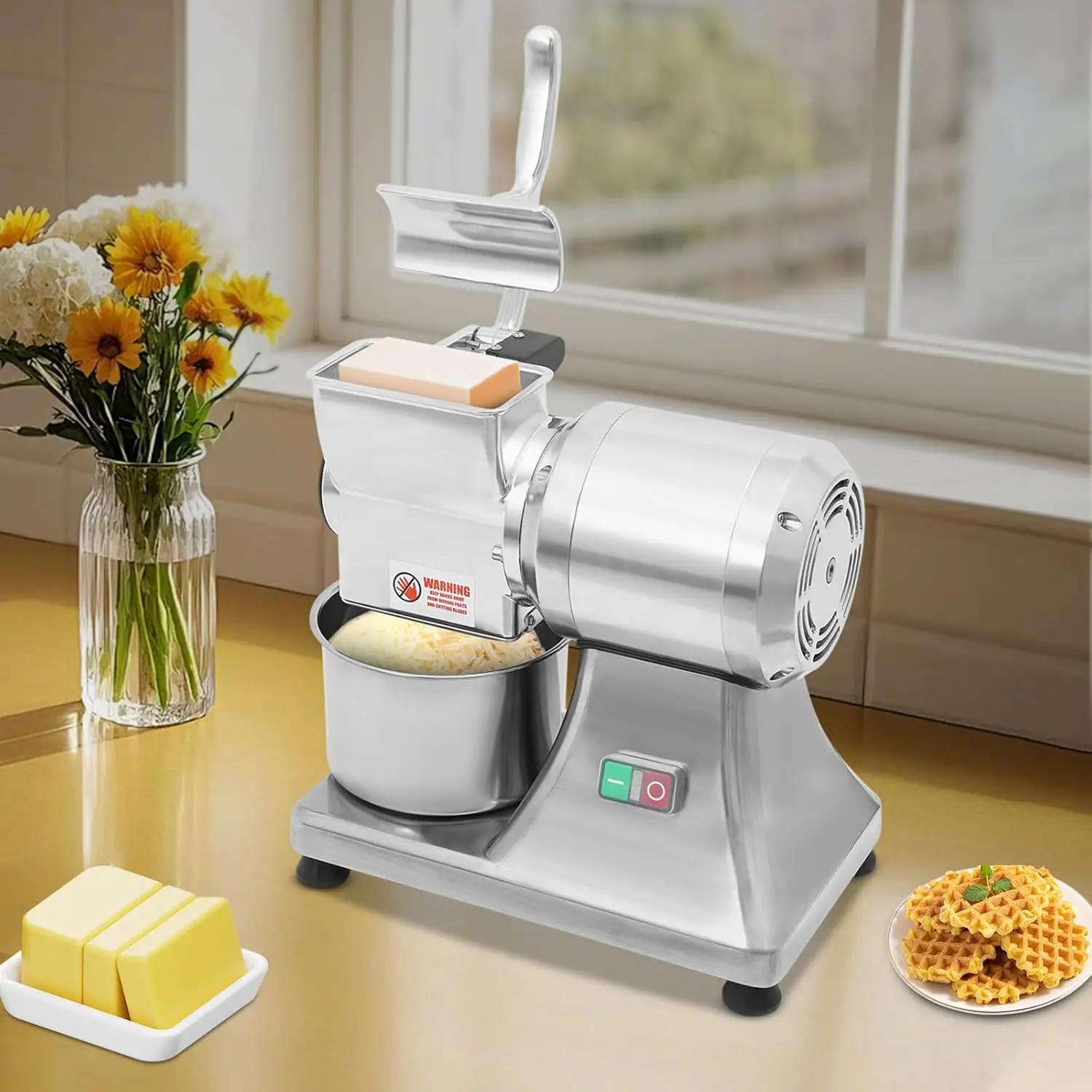 CG55GH Commercial-Grade Electric Cheese Grater 550W Motor with 88Lbs/Hour Output and Safe Operation Design