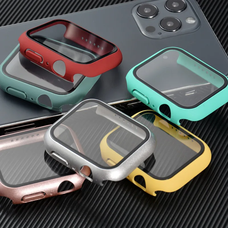 Szkło hartowane + etui do Apple Watch 9 8 44 mm 45 mm osłona 40 mm 42 mm 38 mm 41 mm ultra2 Osłona ekranu iwatch serii 7 6 5 4 3 SE — zdjęcie 5
