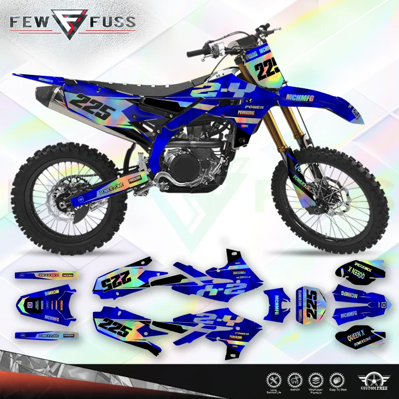 Fewfuss Holographic Chrome Racing Decal Graphics Kit for YamahaYZF250 19-23 YZF450 18-22 WRF450 19-22 WRF250 20-23 Motorcycle